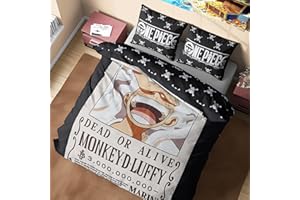 Get Trend One Piece Double Duvet Cover Set for Kids Teens, Reversible Bedding Set with 2 Pillowcases, Bedroom Accessories for Boys Girls, Anime Gifts (Multi One Piece, Double)