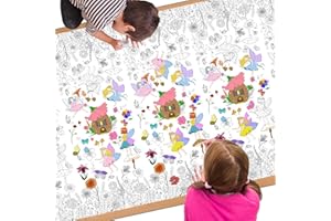 POPOYU Butterfly Giant Colouring Table Cloth for Kids,137 * 274cm Spring Butterfly Colouring Poster Tablecloth Colouring Books Table Cover for Girls Boys School Party Poster Educational Doodle Activity Game