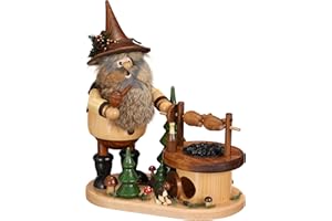 ‎DWU Drechselwerkstatt Uhlig DWU | Handgefertigter Waldwichtel | Traditionelles Räuchermännchen aus dem Erzgebirge | Weihnachtsdeko | 26 cm | am Drehgrill