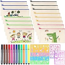 36 Pezzi Astucci In Tela Con Cerniera - Vuoti Per Fai Da Te, Cosmetiche, Matite - 21x12 Cm