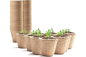 KEPLIN 96 macetas Redondas biodegradables de Fibra orgánica para Cultivo de Plantas, contenedores compostables fáciles de trasplantar, Ideales para artículos de Inicio de jardín e Invernadero (5 x 6