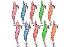 SHADDOCK FISHING Colori assortiti artificiali esche da pesca calamaro, polipo, seppia, gambero, confezionate in legno, con amo Esche da calamaro Kit