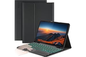 CACOE Keyboard Case for Lenovo Idea Tab 2025 11 inch with Touchpad, 7-Color Backlit Detachable Wireless Keyboard Case with Support Function, Black