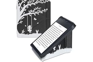 kwmobile Coque liseuse Compatible avec Kobo Libra 2 - Coque étui de Protection à Rabat en Simili Cuir - Blanc-Noir