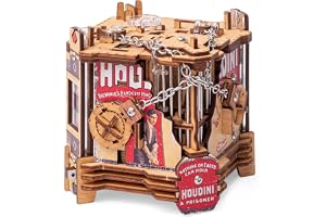 iDventure Cluebox – Houdini's Magic Escape – Escape Room spel – 3D-träpussel – sekventiell pengagåva pusselbox – IQ pussel – pussellåda födelsedagspresent för vuxna – pryl för män