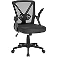 Yaheetech Office Chair Ergonomic Desk Chair Swivel Computer Chair with Flip-up Armrest Lumbar Support & Adjustable Height Modern Executive Manager Work Chair for Home and Study, Black