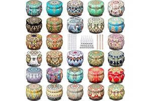 Ahyiyou DIY Candle Tins Candle Jars Tin Cans 4.4oz 28 Pieces 28 Color, Round Containers with Lids, Candle Wicks, Wicks Holder, Wicks Stickers for Candle Making