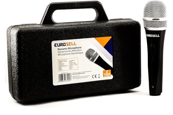 Eurosell - Microphone dynamique pour chant et scène, avec étui et câble jack XRL 5 m