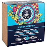 Spice Pots Easy Curry Night Kit with 8 Curry Recipes | 4 Spices | Korma | Bhuna | Goan | Indian Tandoori Blends | Vegan Food