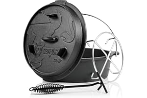 ‎BBQ-TORO BBQ-Toro Dutch Oven Premium Serie | 7,3 Liter (DO6P), Topf ohne Füße | bereits eingebrannt - preseasoned | Verschiedene Größen | Gusseisen Kochtopf | Bräter mit Deckelheber