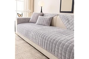 tianxinbaobei Velvet Couch Covers for Sofa, Plush Sectional Sofa Covers Washable for 2-3 Cushion Couch,Non Slip L Shaped Slipcover Sofa Covers for Pet Dog Furniture Protector(1PC,Light Grey,35"x71")