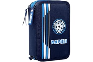 ssc napoli INACIO Astuccio Scuola Napoli Azzurri PARTENOPEI MULTISCOMPARTO 3 Zip PORTACOLORI PENNARELLI Giotto CM.20X13X6-99324