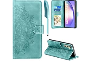 EASDNB Lederhülle für Samsung Galaxy A54 5G Hülle, Handyhülle für Galaxy A54 Flip Wallet PU Leder Case [Kartenfach] [Magnet] [Standfunktion] Prägung Klapphülle Schutzhülle für Samsung A54, Grün