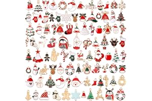 SANNIX Noël Pendentifs 110 Pièces Christmas Pendant Charms Breloques Creation Bijoux pour Bracelet DIY Collier Fabrication de Bijoux Noël