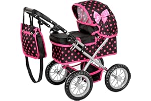 Kinderplay Dolls Pram | Toy Pram | Baby Doll Pram - Toy Pushchair | Dolls Buggy | Dolls Pushchair | Doll Stroller with Adjustable Handle (33-63 cm), model KP0261G