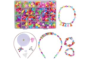 QH-Shop Cuentas Abalorios,DIY Beads 24 Clases Perlas el Plastico en Caja de PVC como Regalo para Niños Niñas Pulsera DIY Maciendo Kit 650 Piezas