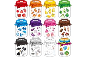 SPRITEGRU 12 Pieces Magnetic Color Sorting Toys, 60 Color Magnets Educational Refrigerator Whiteboard for Baby Toddlers Kids Magnets
