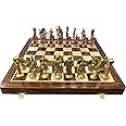 Chessncrafts 14" Folding Brass Chess Roman Figures Board Game Set-Best For Gifting, Home Decor & Playing., Kids
