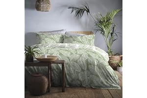 Fusion - Matteo - Juego de Funda de edredón de fácil Cuidado - Cama Super King en Color Verde