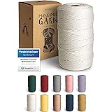 goodspot® Premium Makramee Garn Natur TESTSIEGER - 3mm x 200m - 100% Baumwolle für natürliche Optik - Makramee Baumwollgarn D