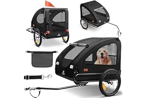 KESSER® Boxer 2 en 1, Remolque para Perros, Silla de Paseo para Perros, Remolque de Bicicleta Grande Aprox. 250 l de Volumen. Incl. Bandera y Bolsa, Lona Oxford 600D, máxima: 45 kg Negro