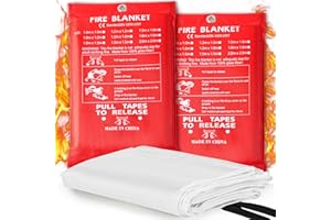 DUNSOO 2 Pack Fire Blanket, 1m x 1m Fire Blanket for Kitchen, Fiberglass Flame Retardant Emergency Fire Blanket for Kitchen, Home, School, Caravan Car, Outdoor and Office