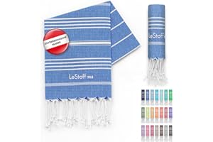 LeStoff Premium Hammam Towel 50 x 100 cm - 100% Organic Cotton, Prewashed, Sustainable, Lightweight, Compact, Absorbent & Quick Drying - Towel for Bath, Guests, Face, Sports, Travel, Camping (Sky