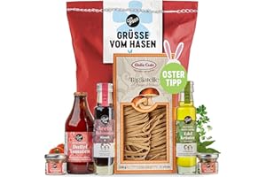 Gepp's Feinkost Ostergeschenk GRÜSSE VOM OSTERHASEN mit italienischen Spezialitäten, Geschenk-Korb mit Nudeln al Fungo Porcin