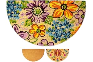 LUA VIKA Kokosowe wycieraczka, antypoślizgowa mata kokosowa, mata powitalna z gumowym spodem PCV, antybakteryjny łapacz brudu, trwałe włókna naturalne 100% kokos, mata zatrzymująca brud do drzwi wejściowych 40x70 (Kwiaty)