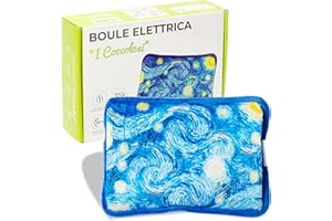 IPEA Borsa Acqua Calda Elettrica con Tasche in Peluche per Scaldare le Mani - Riduce Dolori Muscolari, Dorsali e Mestruali - Boule Scaldamani e Scaldapiedi - Scaldino - Fantasia Notte