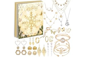 ImnBest Calendrier de l'Avent 2025 Calendrier de Noël pour femmes et filles, 24 surprises bracelet, collier, boucles d'oreilles, ensemble de bijoux pour femmes, filles, adolescentes, enfants