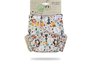 Petit Lulu Pannolino Mutandina Bambù Fitted Taglia Unica | Bottoni | Fluffy Organic | Pannolini di stoffa | Pannolini lavabili | Prodotto in Europa (Forest Friends)