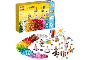 LEGO Classic Party Kreativ-Bauset Bausteine-Box, Familienspiele zum gemeinsamen Spielen, enthält 12 Mini-Bausteine: Teddybär, Clown, Einhorn, Spaß für alle ab 5 Jahren 11029