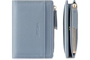 HKCLUF Portafoglio Piccolo Donna,Grande Capacità Portafogli Donna Pelle,Cerniera Tasca Porta Monete Portafoglio Porta Carte Borsa(A6-blu)