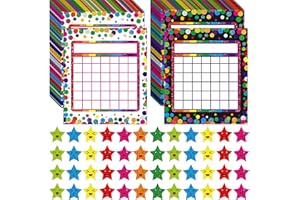 SPRITEGRU 90er Pack Anreizdiagramme für das Klassenzimmer, 2 farbenfrohe Designs mit 2640 Stern-Aufklebern für den Unterricht im Klassenzimmer oder die Verwendung in der Familie