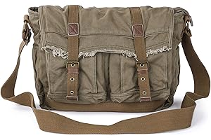 Gootium Canvas Messenger Bag - Vintage Shoulder Bag Frayed Style Satchel