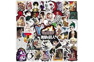 KOWASO Pegatinas de Attack on Titan 50 Uds para maleta, monopatín, ordenador portátil, botellas de agua, coche, adolescentes, niños y niñas, pegatina impermeable