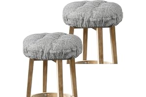 Sunlit Bar Stool Covers - Set of 2 Round Bar Stool Seat Covers, Soft and Cushioned Bar Chair Covers, Cover Only, 12 Inch Diameter, Gray