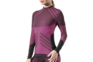 Risalti Maglia Termica Donna Manica Lunga Energy - Lupetto Traspirante a Compressione, Intimo Termico Senza Cuciture ed Etichette per Sci, Trekking, Running, Ciclismo - Made in Italy