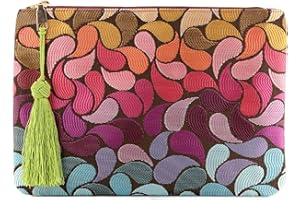 Otto Angelino Pochette di Design da Donna in tessuto con Nappina sulla Zip - Perfetta per organizzare la borsa, per trucchi, chiavi, specchietto e carte di credito, come pochette per la sera