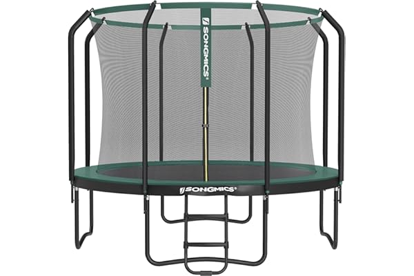 SONGMICS Trampoline pour Enfant, Filet de Protection, Coussin de Sécurité, Échelle, Cadre en Acier