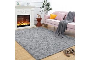 ROHATIM Hochflor Teppich Wohnzimmer Super weich Shaggy Teppich Flauschiger,Soft Area Rug Schlafzimmer Teppiche Super weich Fluffy Kindermatte(grau,80 x 150 cm)