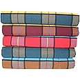 THARUNSHA ELITE Single Size Pure Cotton Blanket/Solapur Chaddar/Cotton Bedsheet for All Weather Daily use Checkered Multicolor Family Pack (60x90 inches -) Set of 5