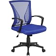 Sedia Ufficio Senza Ruote In Tessuto - Ergonomica, Base Fissa, Colore Blu, Per Sale Attesa, Riunioni, Studio