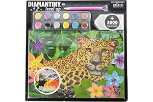 DIAMANTINY 96201 Level Up - Nice Group Creative Art, Diamond Painting Kit crea il mosaico, WILD, Leopardo, Multicolor
