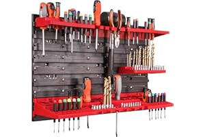Lagersystem Wandregal 58x39 cm, Werkzeughalterungen, Schüttenregal Sichtlagerkästen, Extra Starke Wandplatten, Regal Erweiterbar, Werkstattregal Lagerregal Werkstattwandregal Steckregal