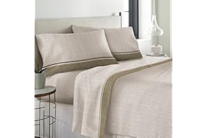 LARA MORADA Set Completo Letto Lenzuola 100% Cotone Disegno BORBONESE (Tortora, Matrimoniale 2P)