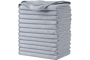 Polyte - Premium-Geschirrhandtücher aus Mikrofaser - Waffelstruktur - Grau - 41 x 71 cm - 12 Stück
