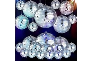 YEAHBOOM 20 Gemischt Discokugeln Set,Discokugel Durchmesser,Klein Spiegelkugel Mini 3cm 4cm 5cm 6cm,Spiegelkugel Zum Aufhängen,Silber Discokugel,Mirrorball,Discokugeln Klein,Silberne Hängekugel,Discokugel Deko