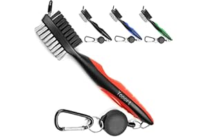 Yoport Golf Club Brush and Club Groove Cleaner 2 Ft Retractable Zip-line Aluminum Carabiner, Lightweight and Stylish, Ergonomic Design, Easily Attaches to Golf Bag